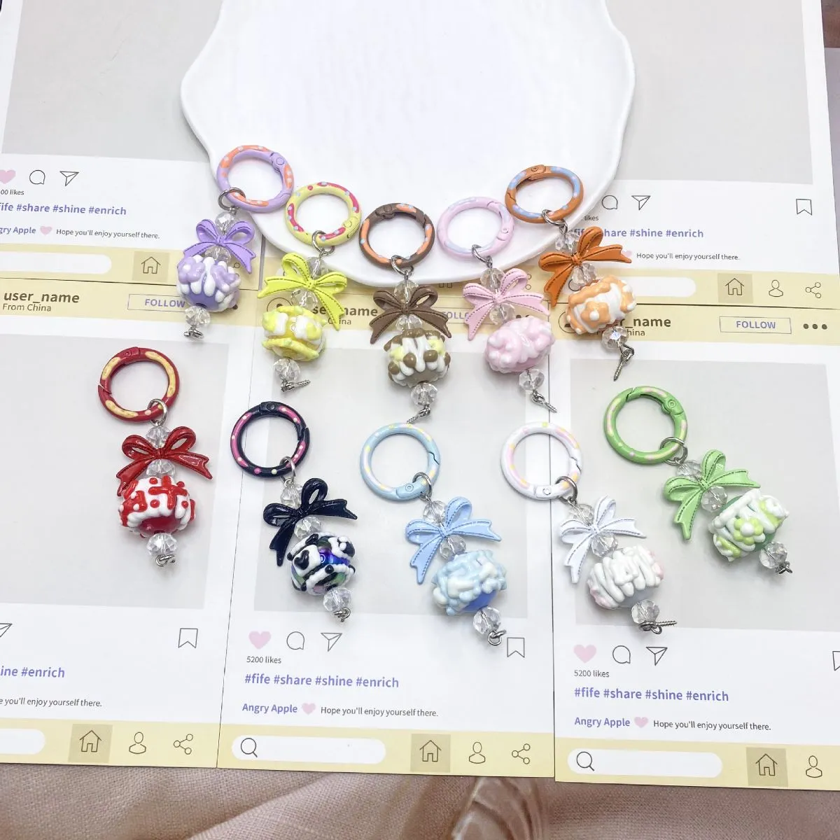 DIY Alloy Buckle Beaded Pendant Chain – Cute Hand-Painted Bead Phone Charm & Bag Accessory, Versatile Keychain Hanger for Bags & Devices
